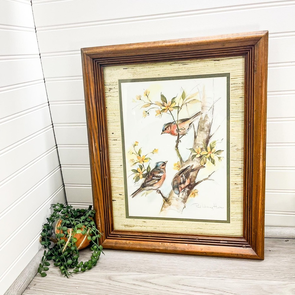 Vintage Bird Painting Print by Paul Whitney Hunter in Wooden Frame - Picture 7 of 8